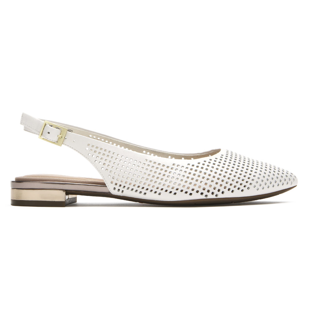 Rockport Womens Flats White - Total Motion Adelyn Slingback - UK 573-FXBKUJ